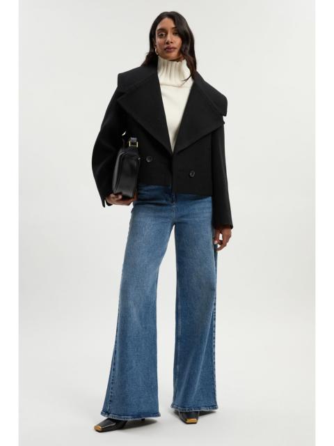 KAREN MILLEN Wool Shawl Collar Tailored Double Breasted Short Coat