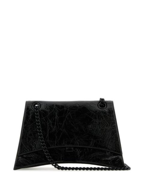 Balenciaga Women Black Leather Medium Crush Shoulder Bag