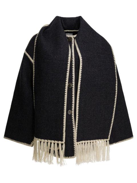 TOTEME Toteme Short Coat with Attached Scarf Dark Grey