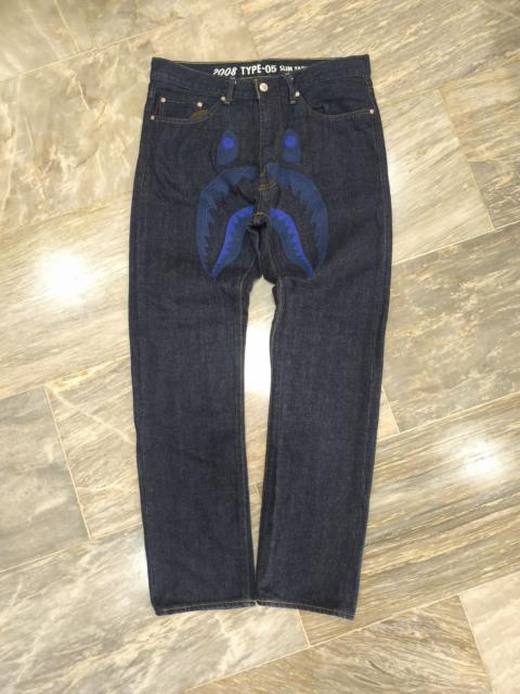 A BATHING APE® Bape Shark Type-05 Embroidery Selvedge Pants