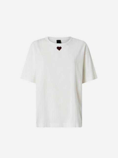 PINKO T-SHIRT WITH HEART EMBROIDERY