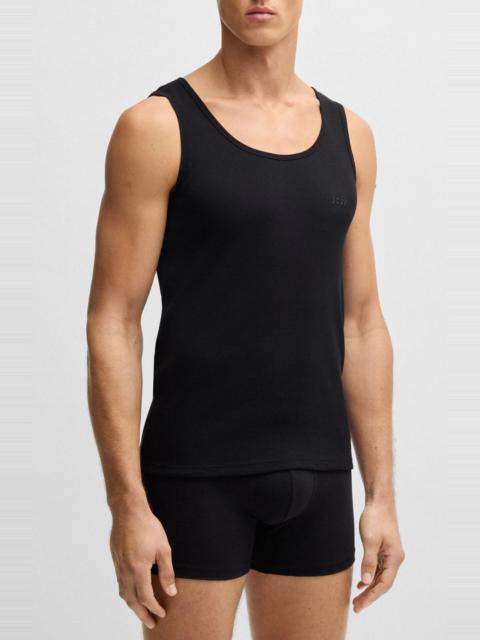 BOSS BOSS 3-Pack Ribbed Cotton Tanks in Black at Nordstrom
