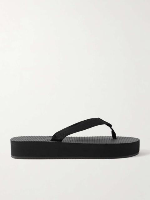 Dune cotton-blend grosgrain platform flip flops Black