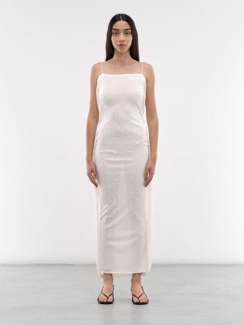 JACQUEMUS White Draped Sheer Maxi Dress
