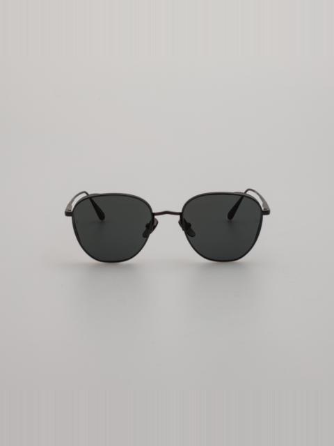 LINDA FARROW HARDY OVAL SUNGLASSES IN NICKEL