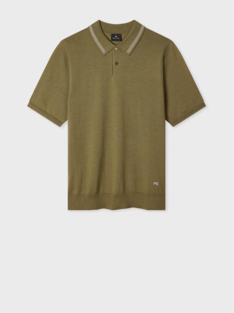 Paul Smith Khaki Merino Wool Polo Shirt