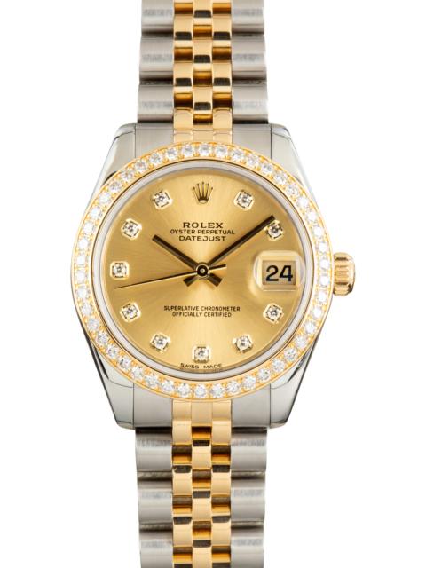 ROLEX Used Lady Rolex Datejust 31 Ref 178383 Champagne Diamond Dial