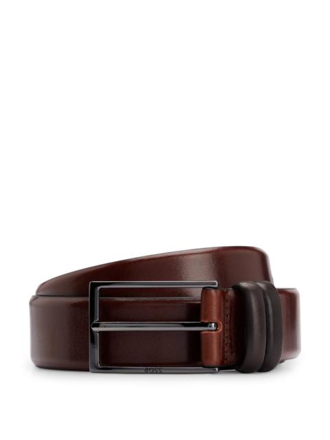 BOSS VEGETABLE-TANNED LEATHER BELT WITH GUNMETAL HARDWARE