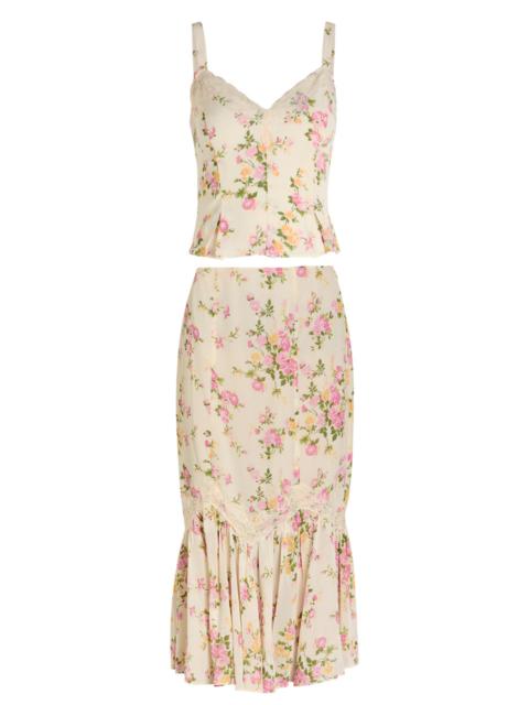 Reformation Reformation Sarita Floral Georgette top and Midi Skirt set