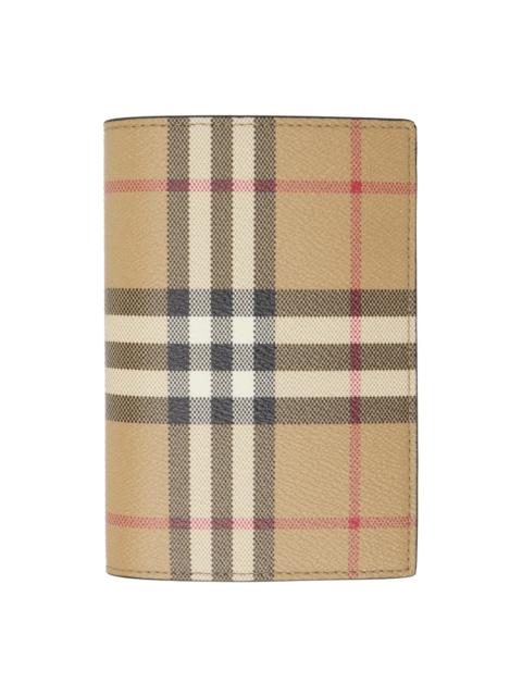 Beige & Black Check Passport Holder