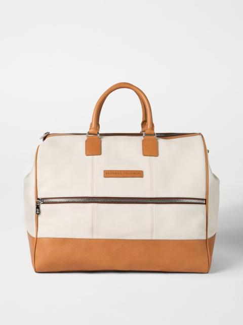 Brunello Cucinelli Grained calfskin and cowhide Boston leisure bag