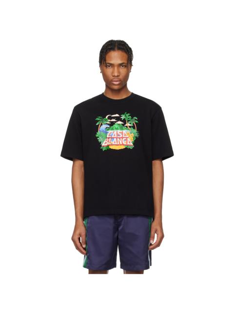 CASABLANCA Black 'Casa' Beach Wave T-Shirt