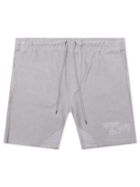 HONOR THE GIFT BLOCK PARTY REVERSE TERRY SHORT - STONE