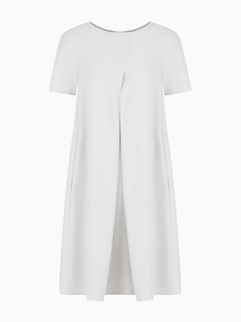 EMPORIO ARMANI TECHNO CADY FLARED DRESS WITH OVERSIZED GODET PLEAT