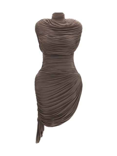 MAGDA BUTRYM Magda Butrym Draped High-neck Dress Brown