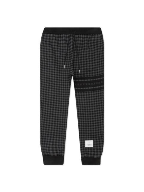 Thom Browne THOM BROWNE COTTON GUNCLUB CHECK JACQUARD 4-BAR SWEATPANTS - BLACK