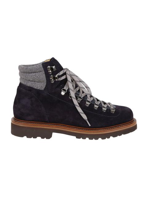 Boot Mountain Shoe In Soft Suede Leather And Virgin Wool Felt Inserts. Closure With Laces