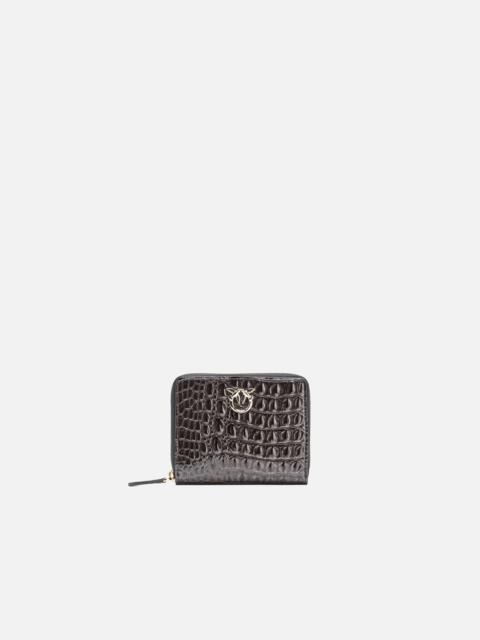 PINKO PINKO GALLERIA SQUARE LEATHER WALLET IN SHINY CROC-PRINT LEATHER