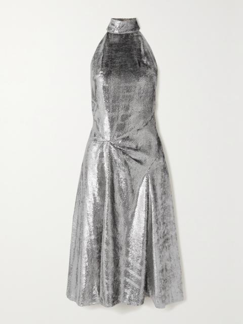 Isabel Marant Naionea Draped Lamé Halterneck Dress