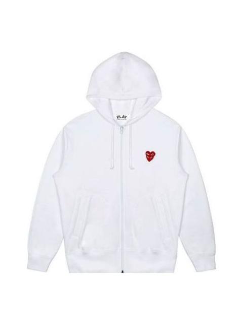 Comme des Garçons PLAY (WMNS) COMME des GARCONS PLAY Zip Hooded Sweatshirt With Red Family Heart 'White' AZ-T293-051-2
