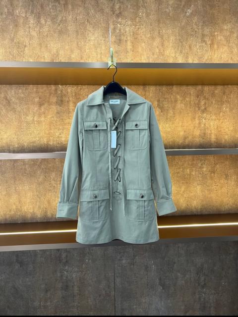 SAINT LAURENT Saint laurent Khaki Tie-Waist Dress
