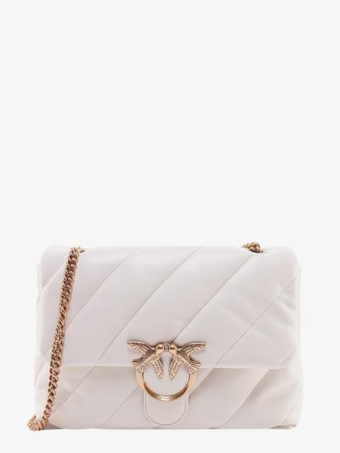 Pinko Matelassã© Leather Shoulder Bag With Iconic Love Birds Buckle