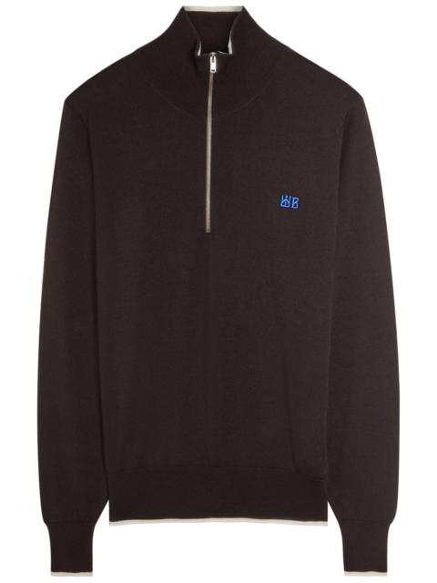 WALES BONNER Wales Bonner Logo-embroidered Fine-knit Merino Wool Jumper