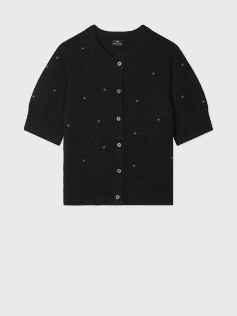 Paul Smith Women's Black Short-Sleeve Cardigan with Embroidery