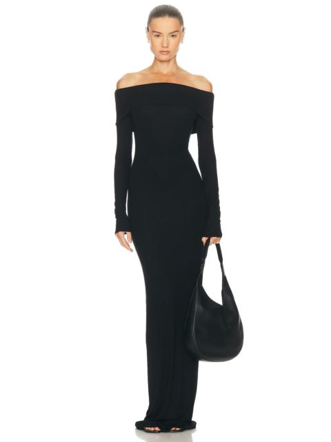 ÉTERNE Long Sleeve Off-Shoulder Butter Rib Maxi Dress