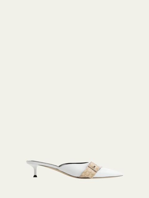 CHRISTEN Helix Mixed Leather Buckle Mules