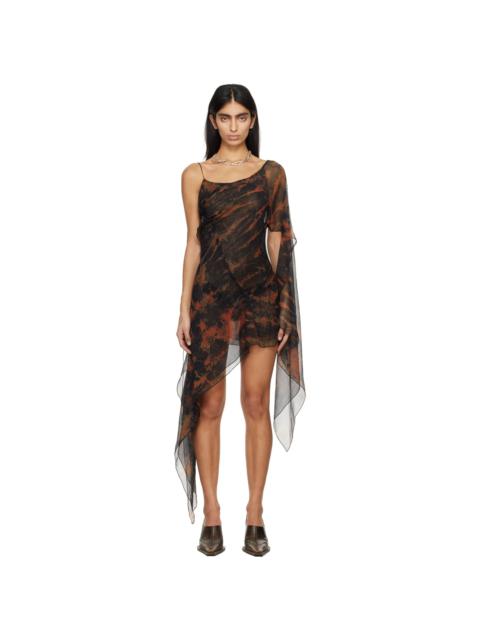 KNWLS Black & Orange Fuel Minidress