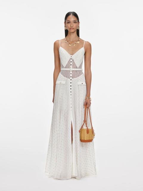 self-portrait Cream And Gold Chiffon Maxi Dress