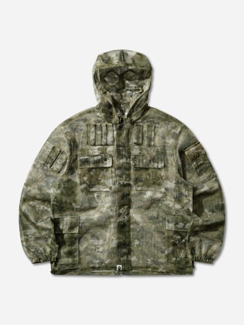 A BATHING APE® Men's Multi Pixel Camo Mask Hooded Shirt Jacket Green