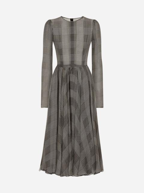 Dolce & Gabbana Chiffon calf-length circle skirt with glen plaid print