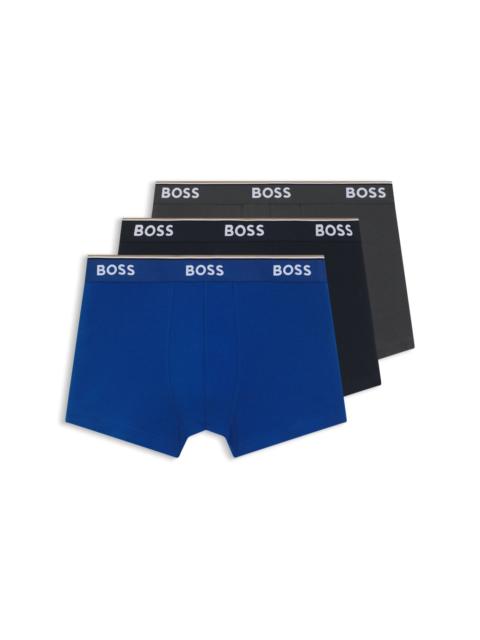 BOSS THREE-PACK OF STRETCH-COTTON TRUNKS WITH LOGO WAISTBANDS