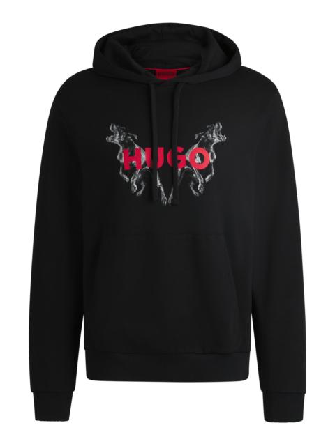 HUGO COTTON-TERRY HOODIE WITH ANIMAL GRAPHIC PRINTS