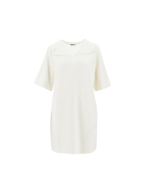 EMPORIO ARMANI SEE-THROUGH LOGO MINI T-DRESS
