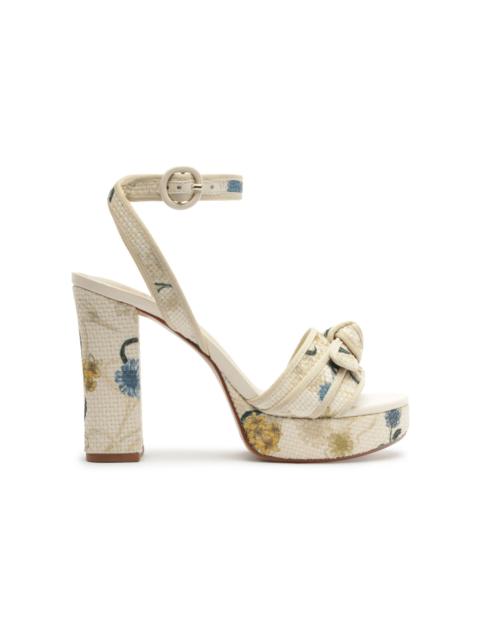 ALEXANDRE BIRMAN Grossgrain Raffia Platform Sandals white