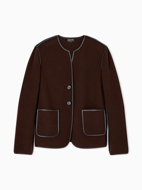 GIORGIO ARMANI SINGLE-BREASTED JACKET IN WOOL AND CASHMERE FLEECE