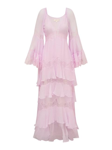 LoveShackFancy Devina Layered Chiffon Dress purple