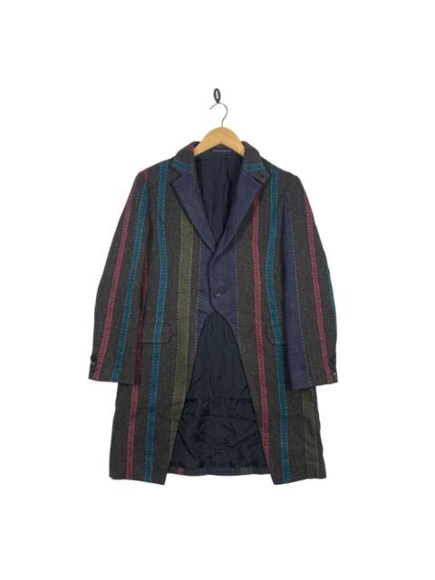 Yohji Yamamoto Y’s Yohji Yamamoto Striped Wool Coat Long Blazer Multi Color