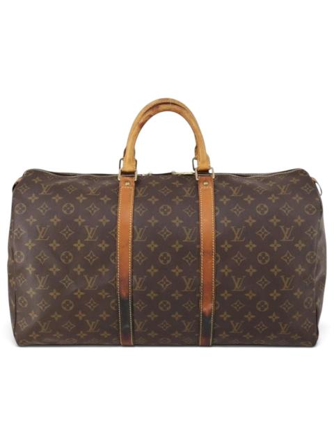 Louis Vuitton Keepall leather travel bag