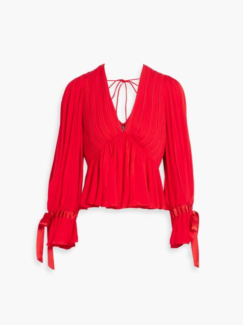 Alice + Olivia Clarissa pleated crepe de chine blouse