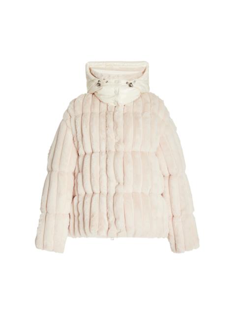 Moncler Fare Quilted Faux Fur Jacket white