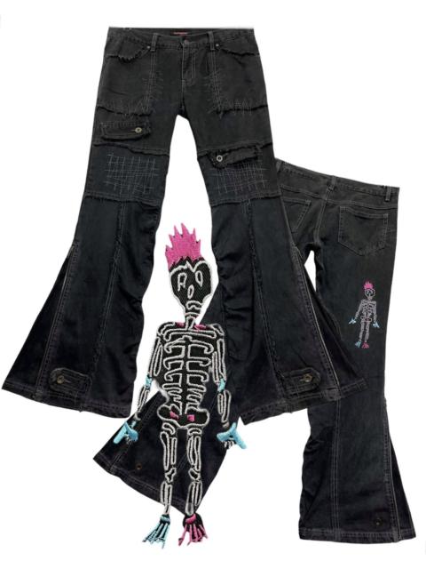 Other Designers Seditionaries - 💀PUNK SKULL🔥90’s ALGONQUINS Frayed Denim Flared Zipper Leg