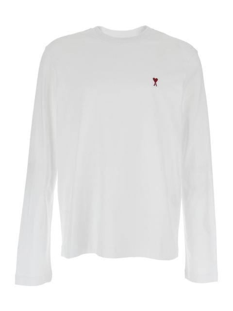 AMI Paris Ami Paris Men White Long-Sleeve T-Shirt With Logo On The Front In Cotton Man