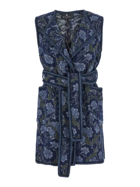 Etro Etro Women Women's Vest With Patch Pockets And Belt In Blue