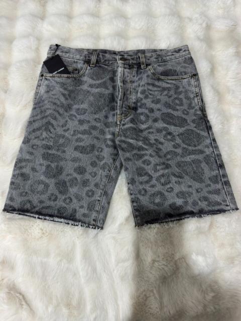 SAINT LAURENT Saint Laurent grey leopard-print denim shorts