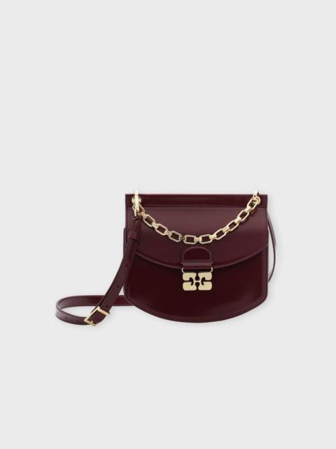 GANNI Bag Apo-G Small Box Chain Burgundy  ONESIZE