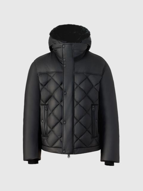 MACKAGE CASH Diamond-Quilted Leather Jacket With Shearling Hood